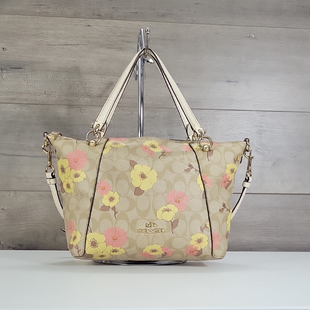 Coach Kacey Signature Floral Shoulder Tote Crossbody Bag CH546